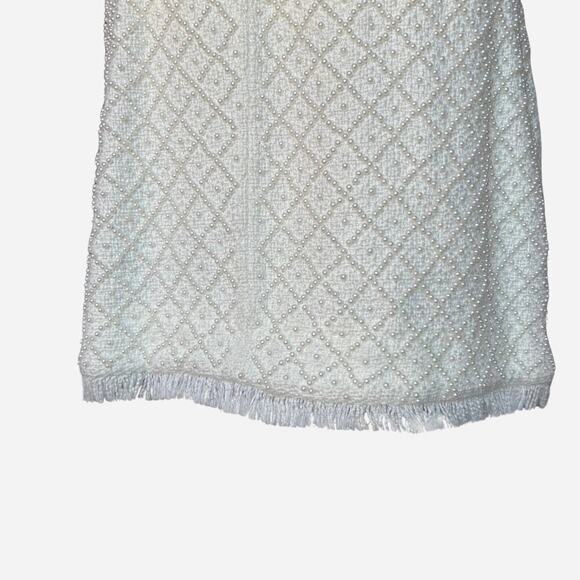 BHLDN White Ella Pearl Beaded Tweed Dress - Picture 8 of 11